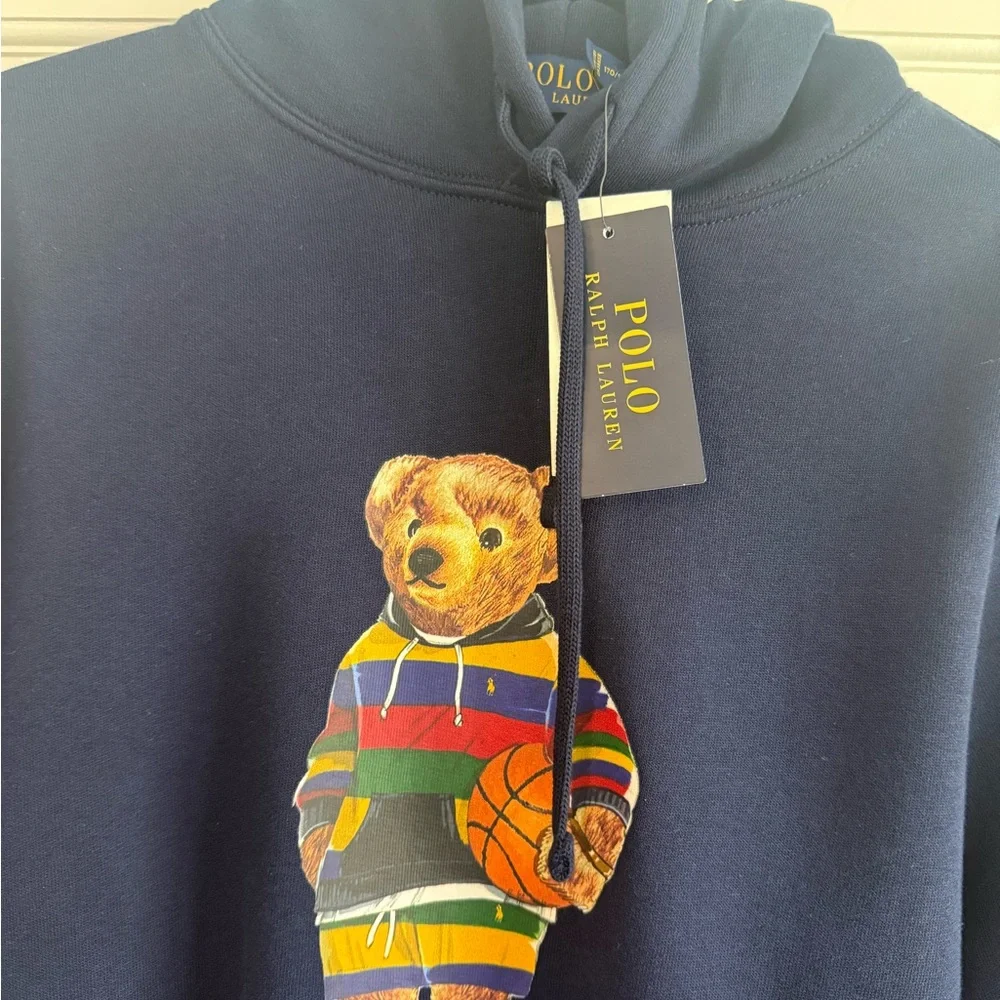 Polo by Ralph Lauren Navy Hoodie with Polo Bear Graphic Men can be unisex